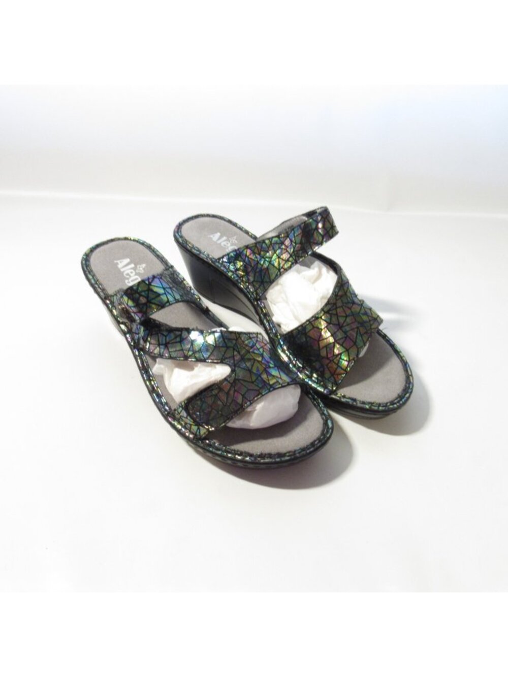 Alegria Leather Triple Strap Wedge Sandals Loti Size EU 38 US 8-8.5